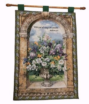 Lena Liu Mathew 19:26 With God All Things Are Possible Tapestry Wall Hanging Rod